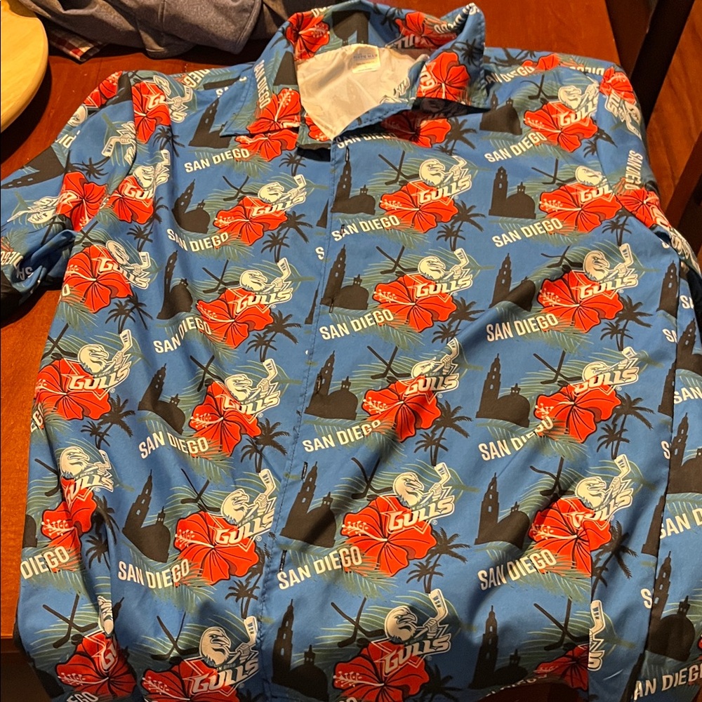 Men's Blue San Diego Gulls Casual Button Down Shirt